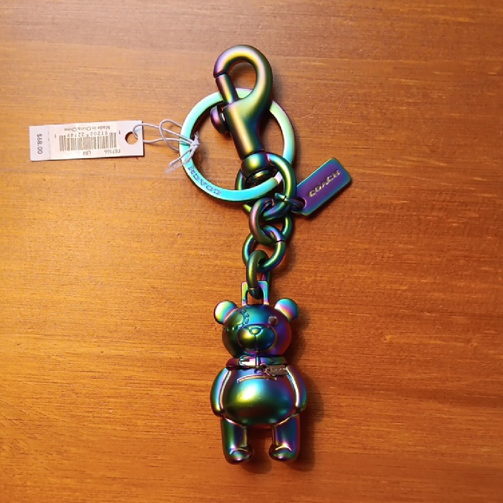 Coach Multicolor Metallic Bear Keychain